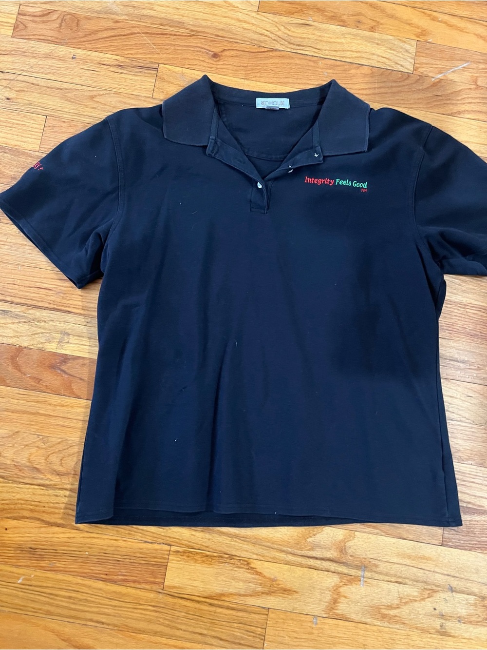 Red House Black Polo with Humanity Rocks Embroidered Detail